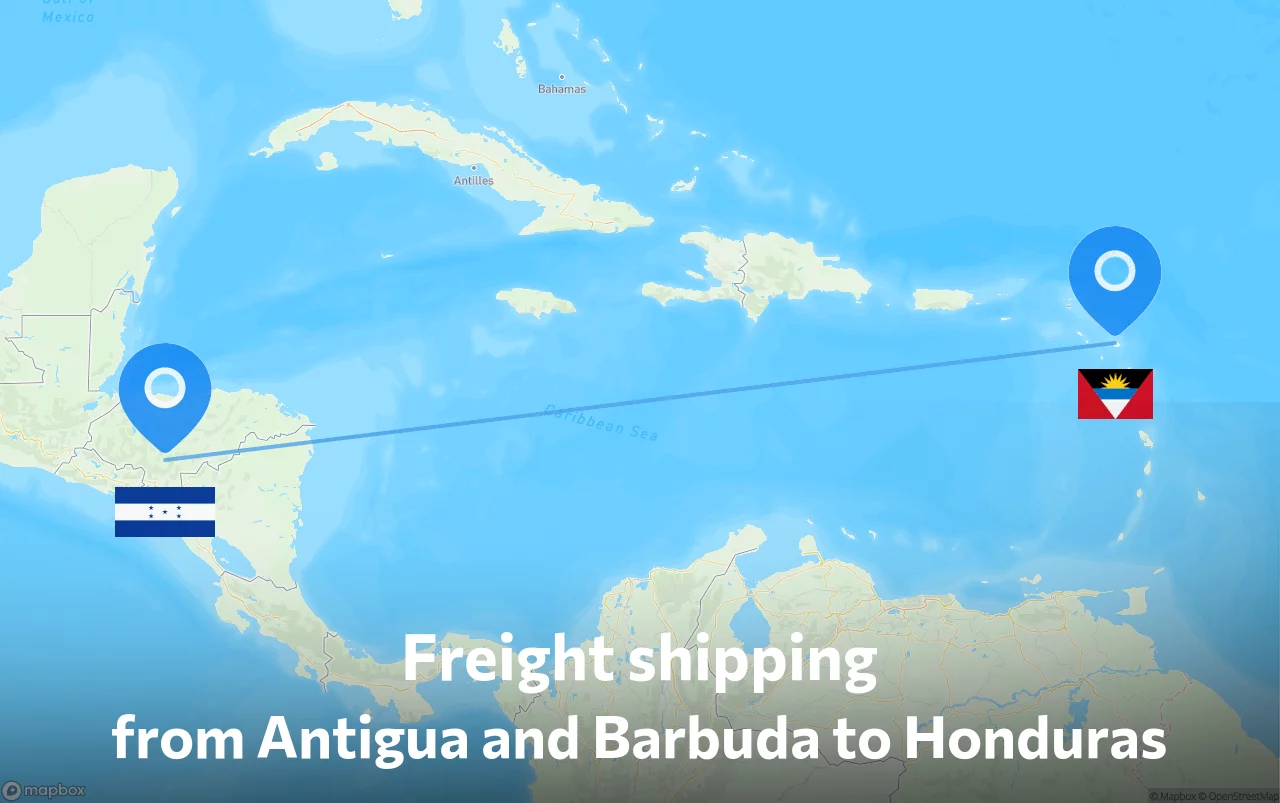 Shipping route from Antigua and Barbuda to Honduras