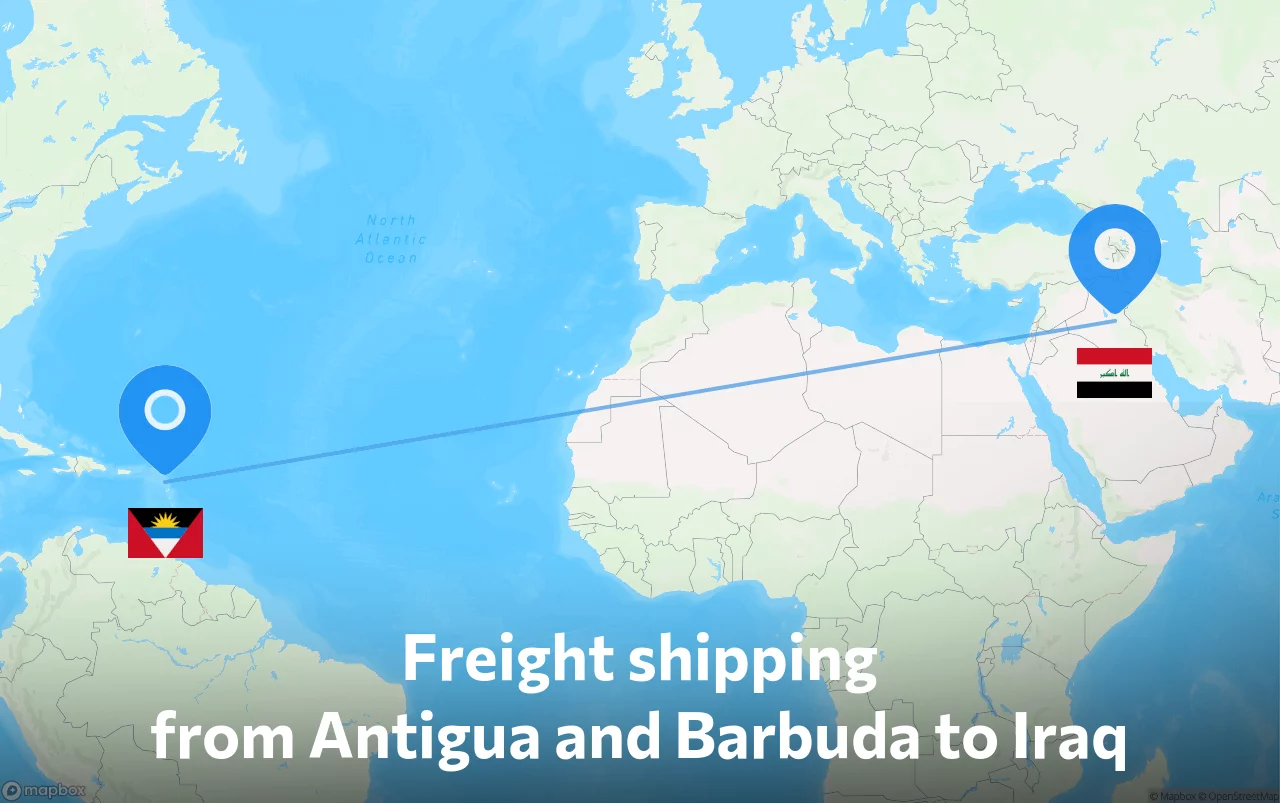 Shipping route from Antigua and Barbuda to Iraq