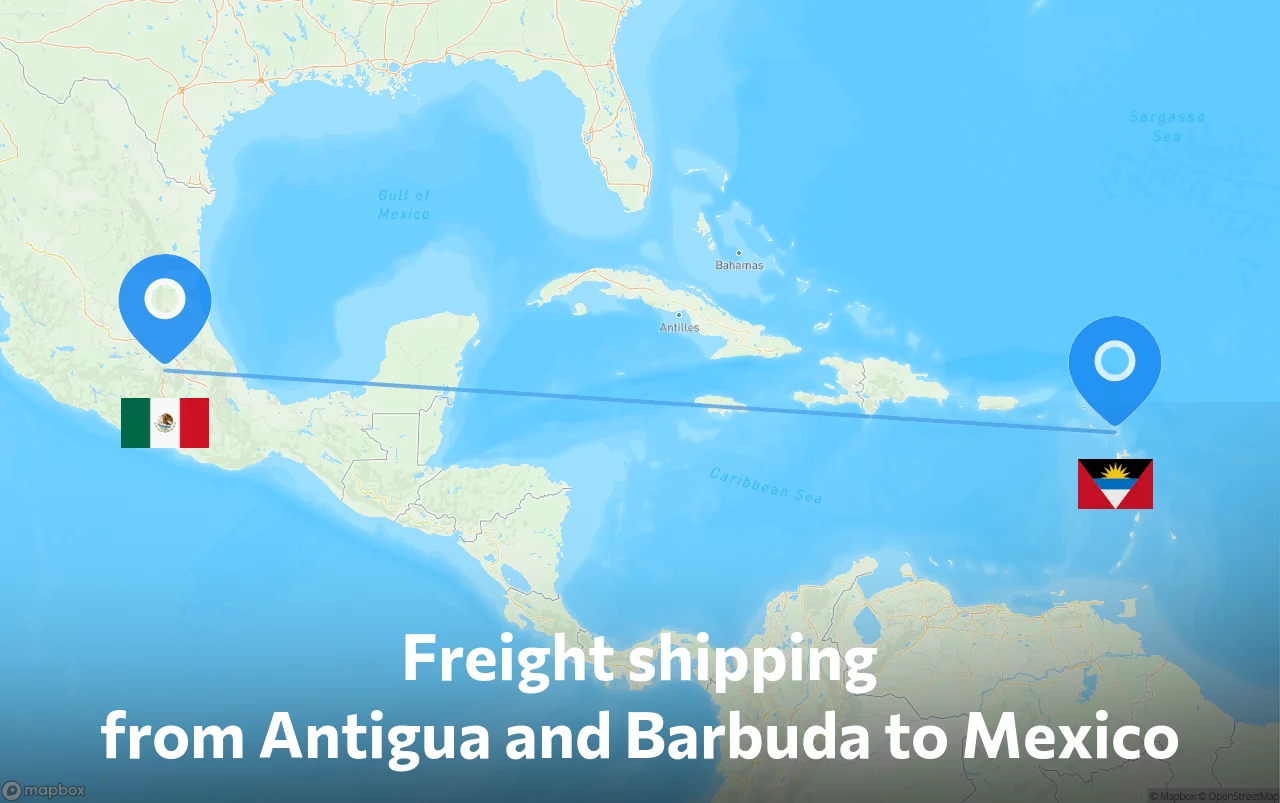 Shipping route from Antigua and Barbuda to Mexico