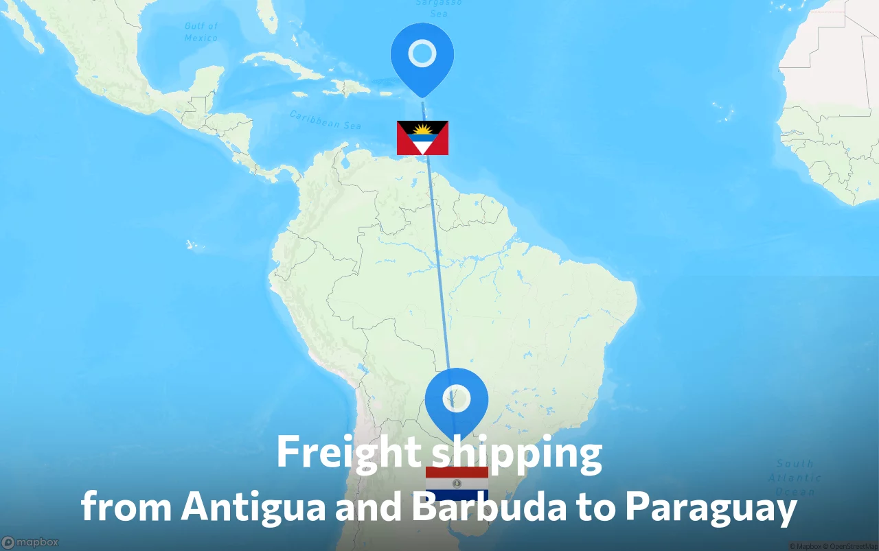 Shipping route from Antigua and Barbuda to Paraguay