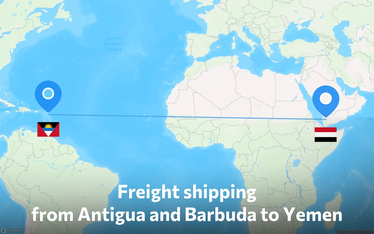 Shipping route from Antigua and Barbuda to Yemen