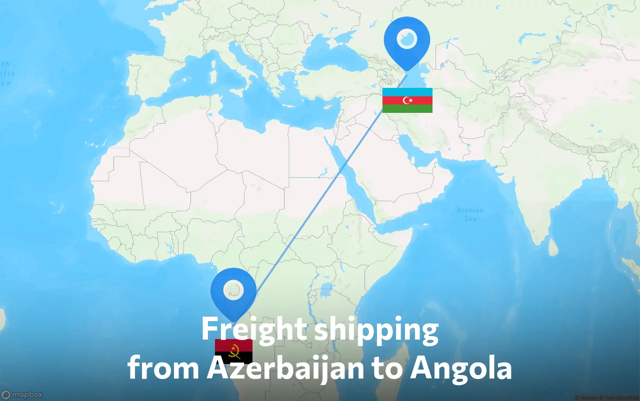 Shipping route from Azerbaijan to Angola