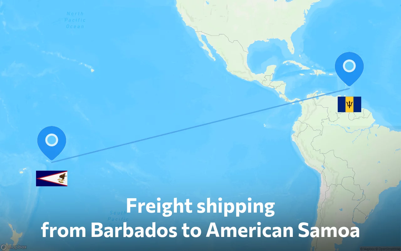 Shipping route from Barbados to American Samoa