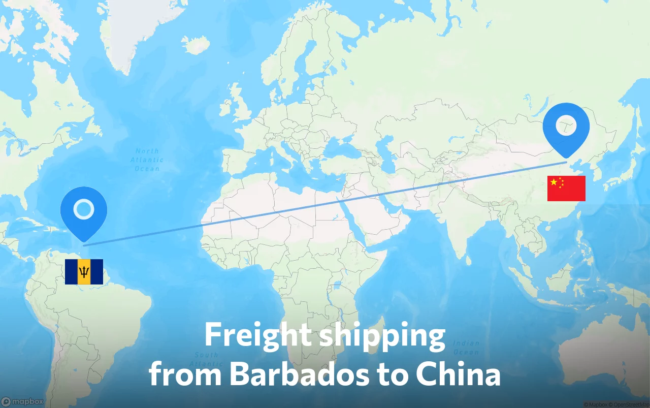 Shipping route from Barbados to China