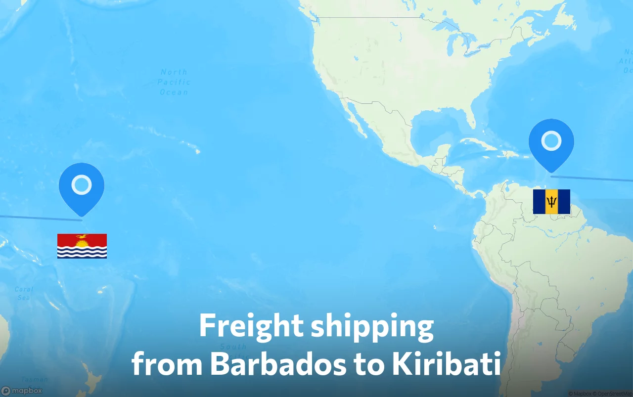 Shipping route from Barbados to Kiribati