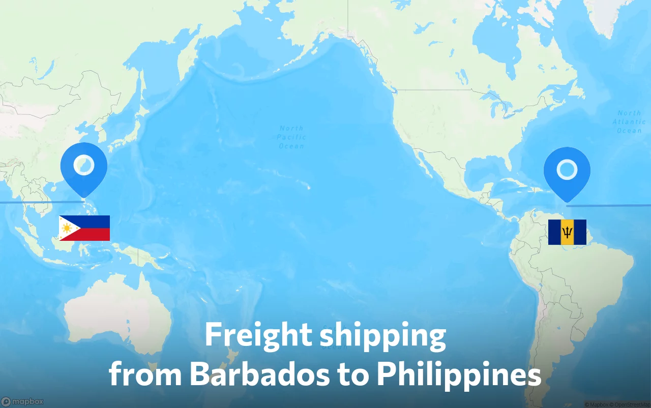 Shipping route from Barbados to Philippines
