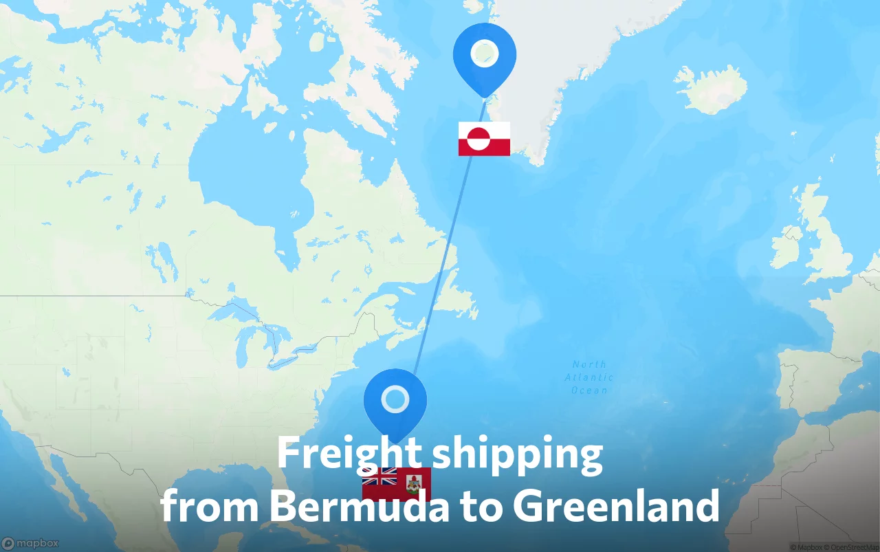 Shipping route from Bermuda to Greenland