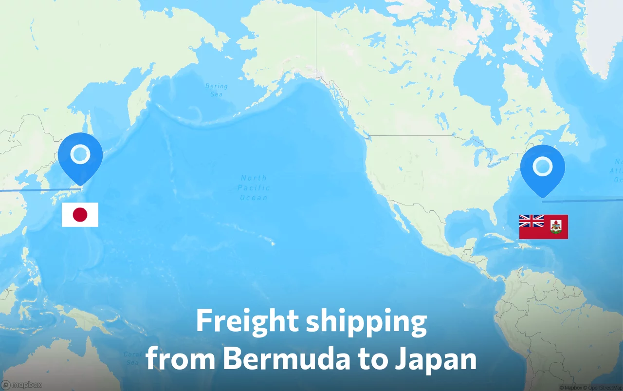 Shipping route from Bermuda to Japan