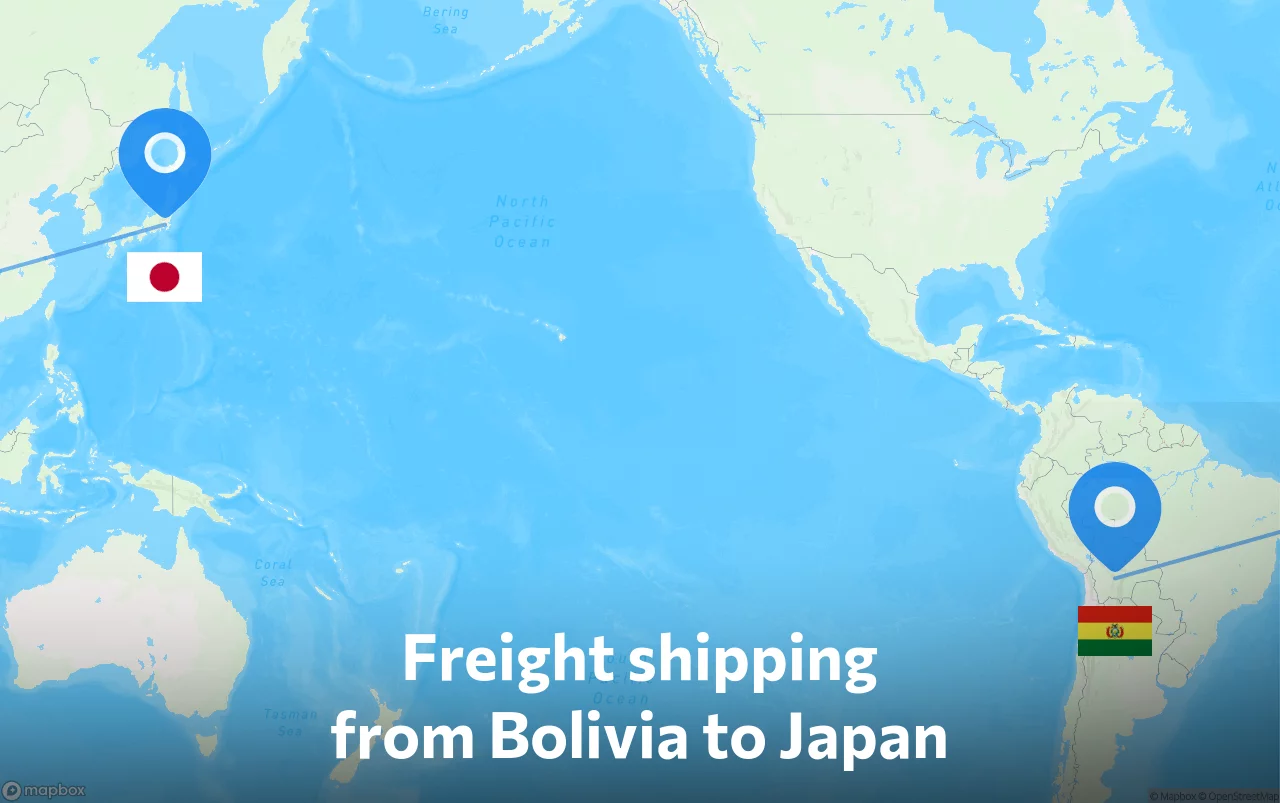 Shipping route from Bolivia to Japan
