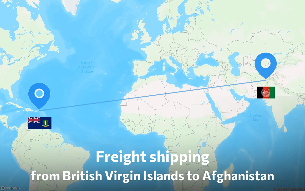 Shipping route from British Virgin Islands to Afghanistan