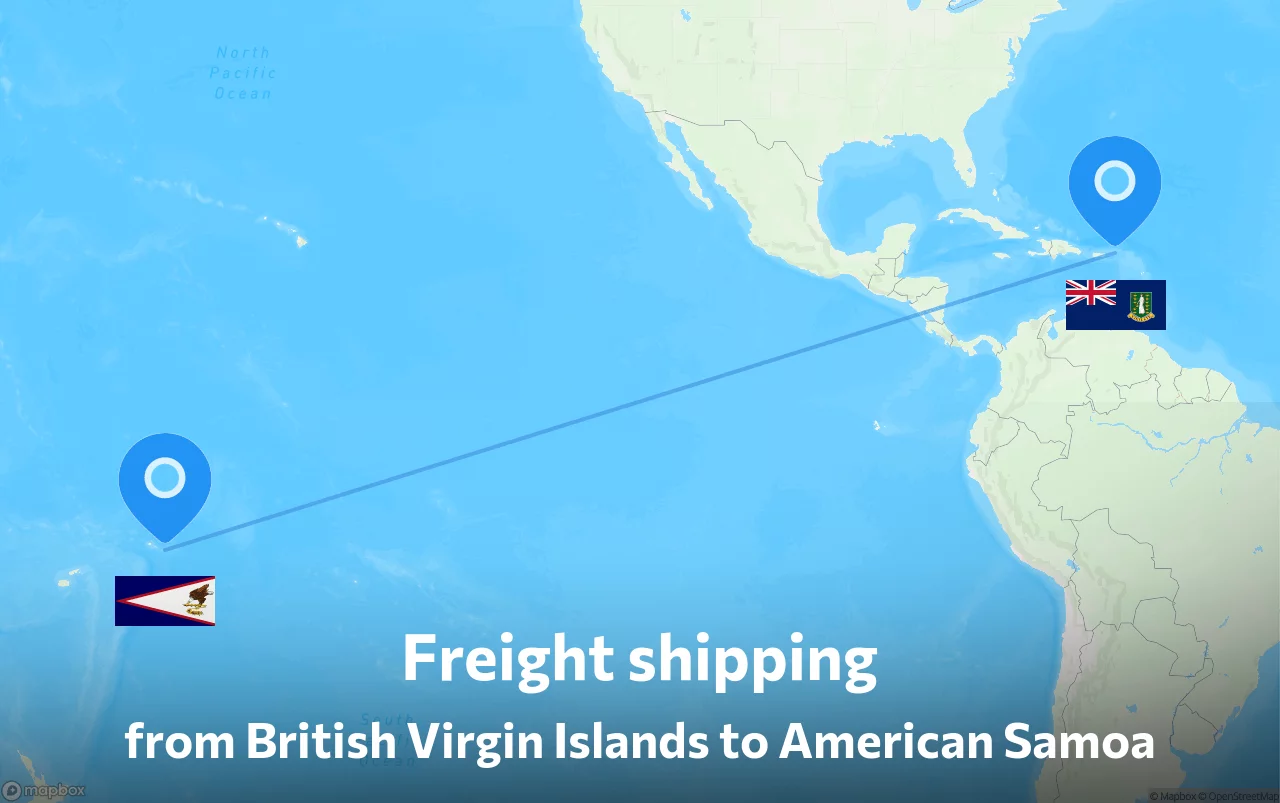 Shipping route from British Virgin Islands to American Samoa