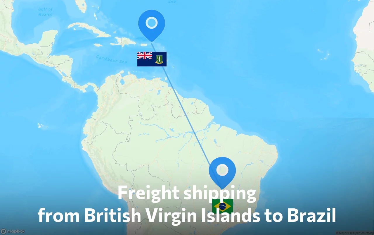 Shipping route from British Virgin Islands to Brazil
