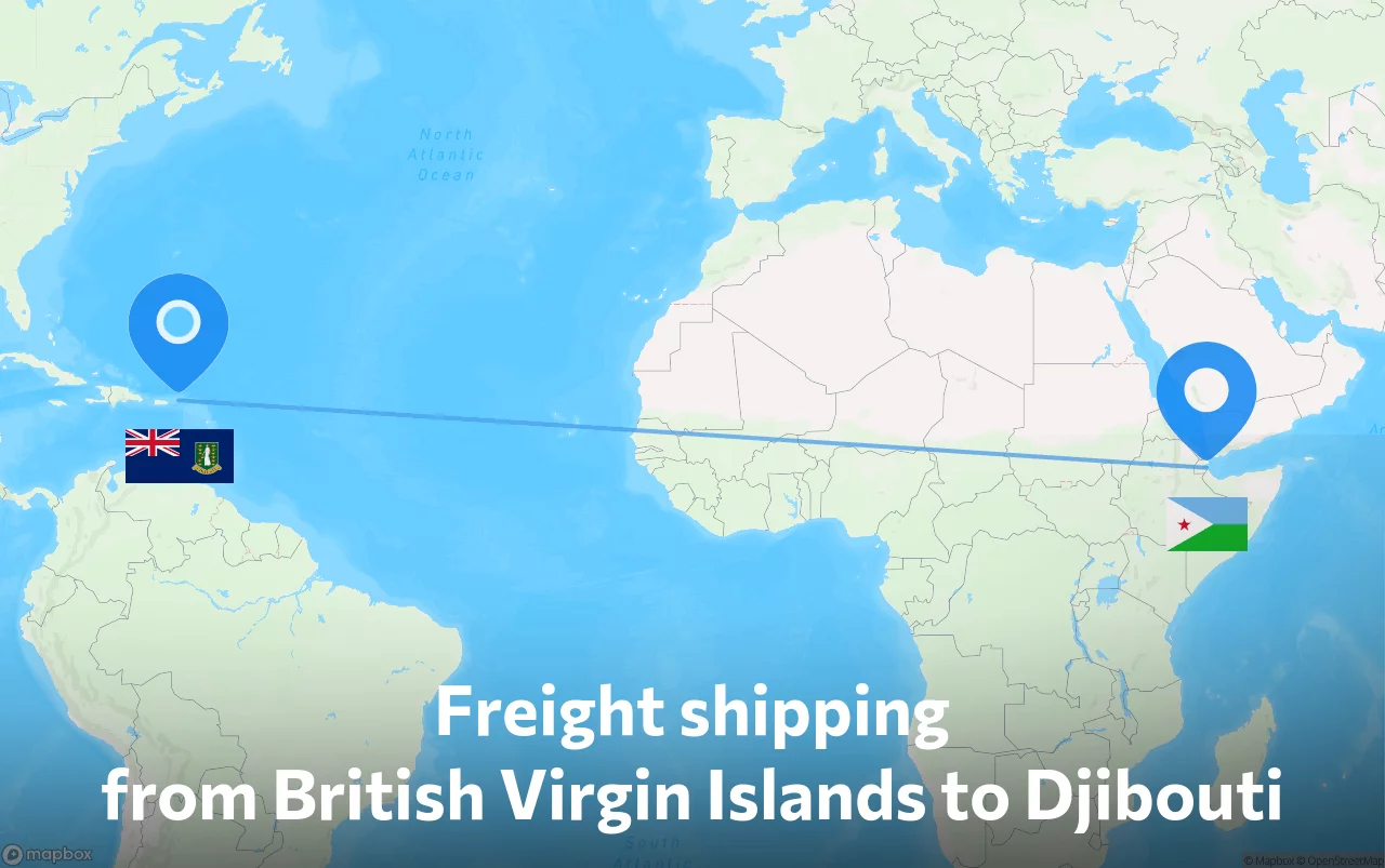 Shipping route from British Virgin Islands to Djibouti