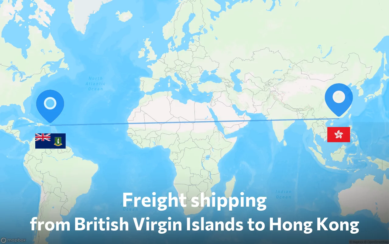 Shipping route from British Virgin Islands to Hong Kong