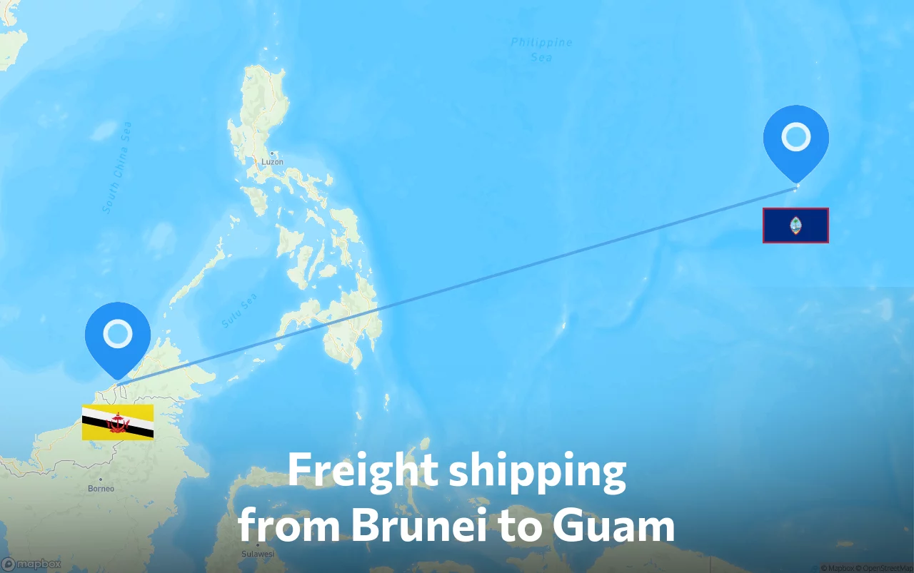 Shipping route from Brunei to Guam