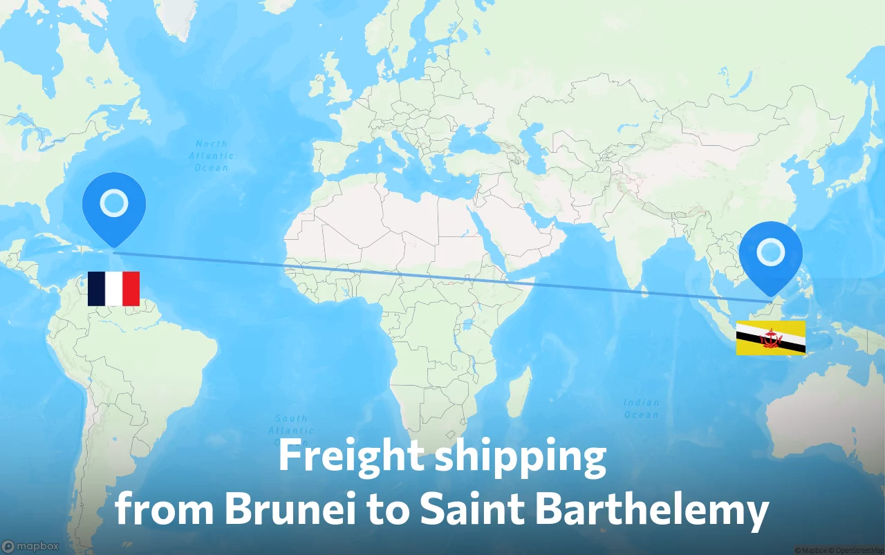 Shipping route from Brunei to Saint Barthelemy
