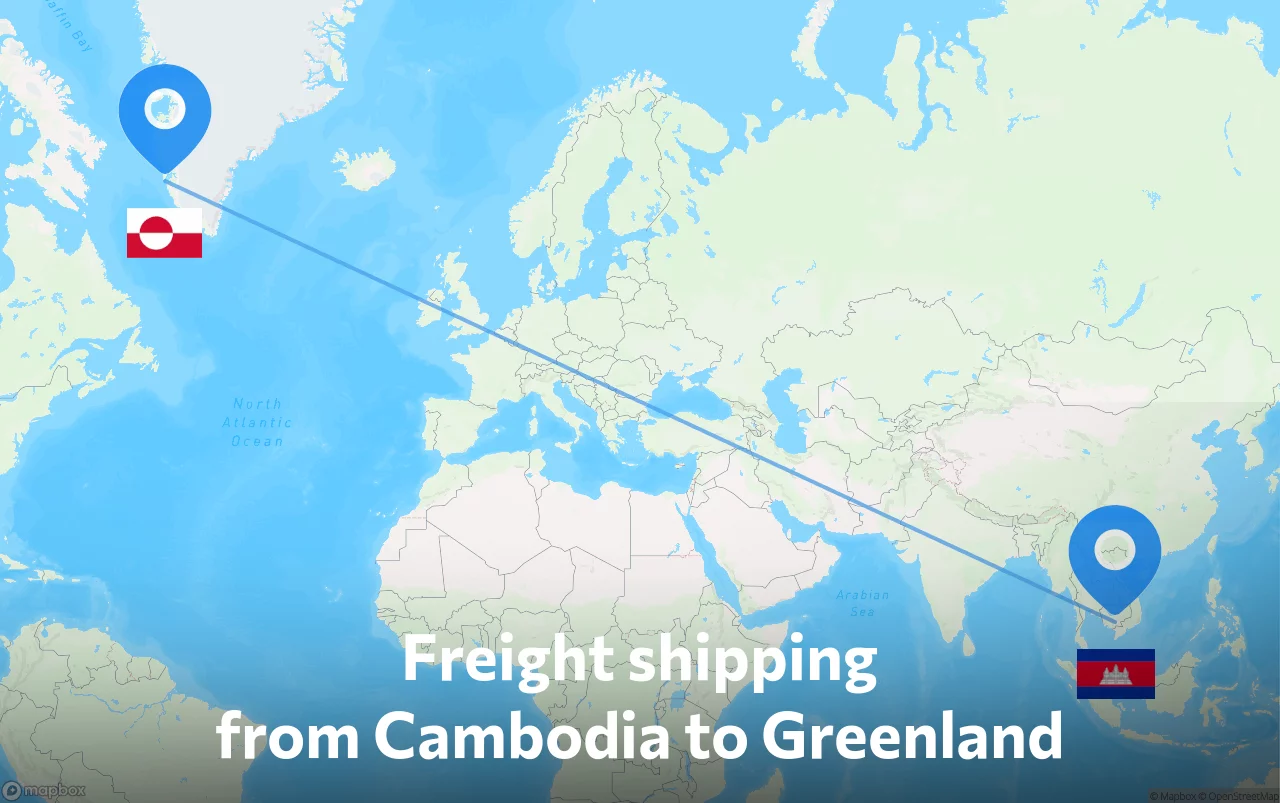 Shipping route from Cambodia to Greenland