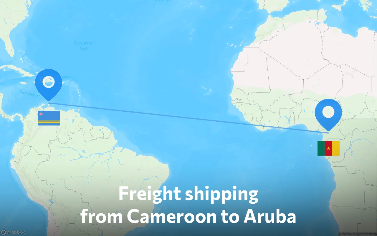 Shipping route from Cameroon to Aruba