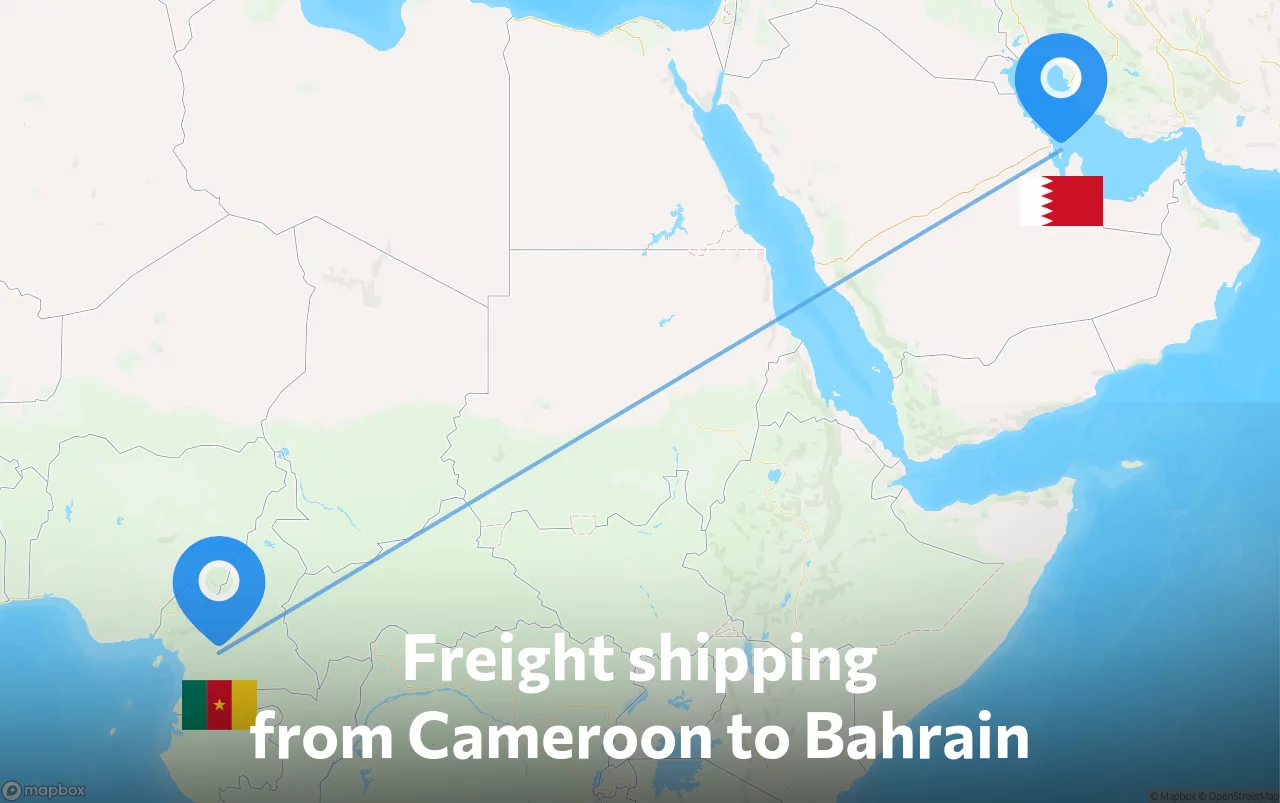 Shipping route from Cameroon to Bahrain