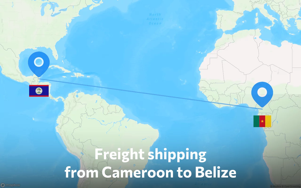 Shipping route from Cameroon to Belize