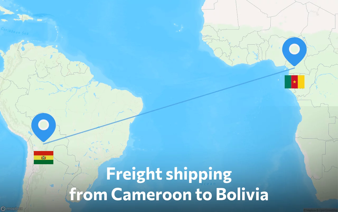Shipping route from Cameroon to Bolivia