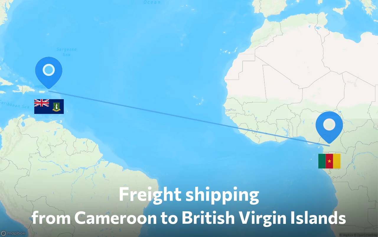 Shipping route from Cameroon to British Virgin Islands