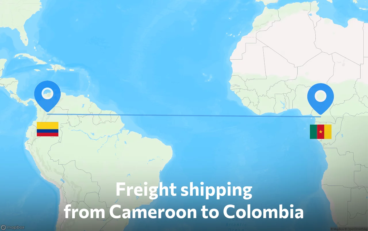Shipping route from Cameroon to Colombia