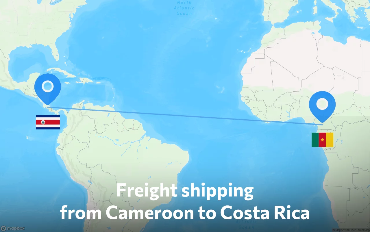Shipping route from Cameroon to Costa Rica