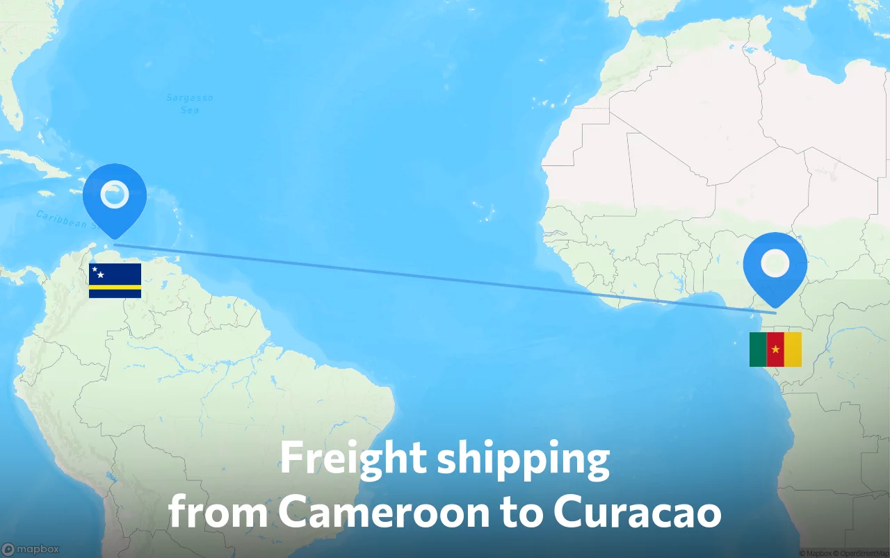Shipping route from Cameroon to Curacao