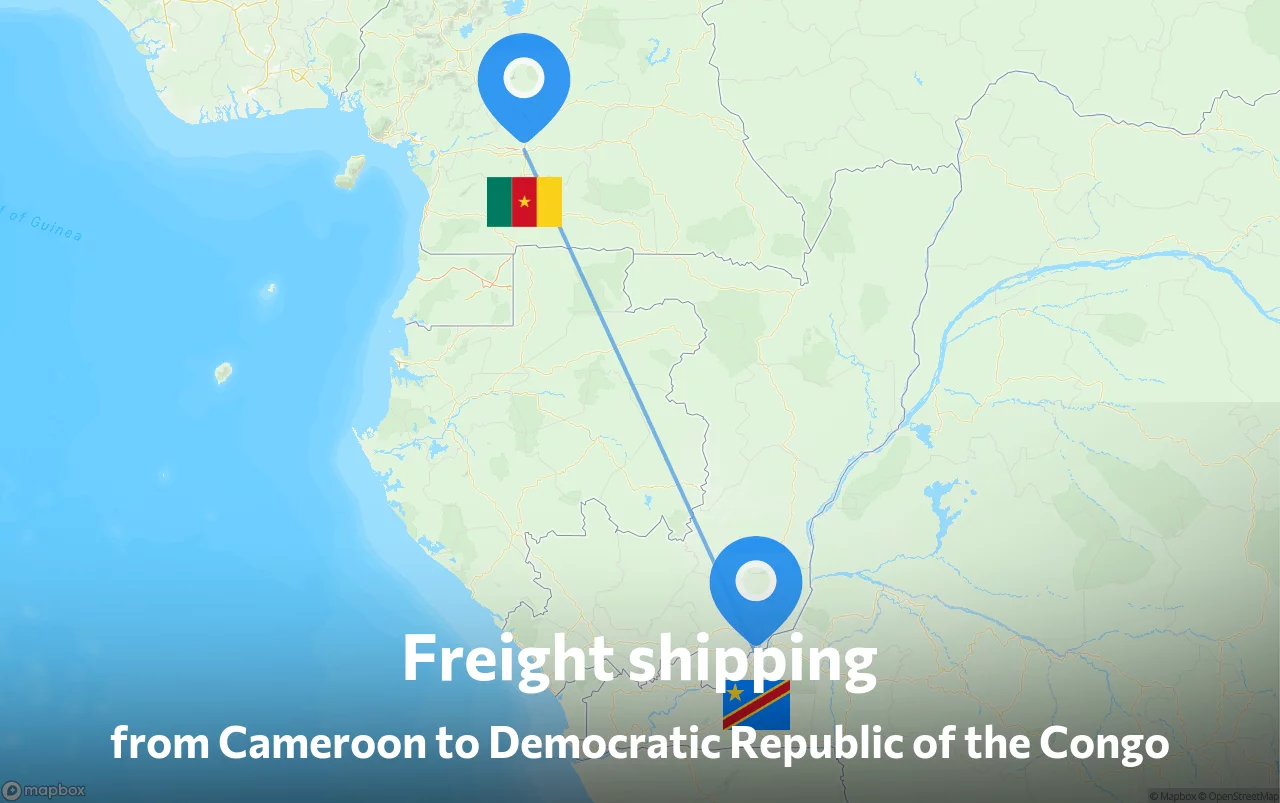 Shipping route from Cameroon to Democratic Republic of the Congo