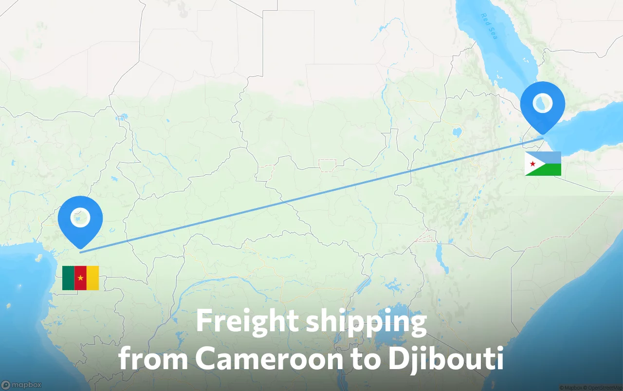 Shipping route from Cameroon to Djibouti