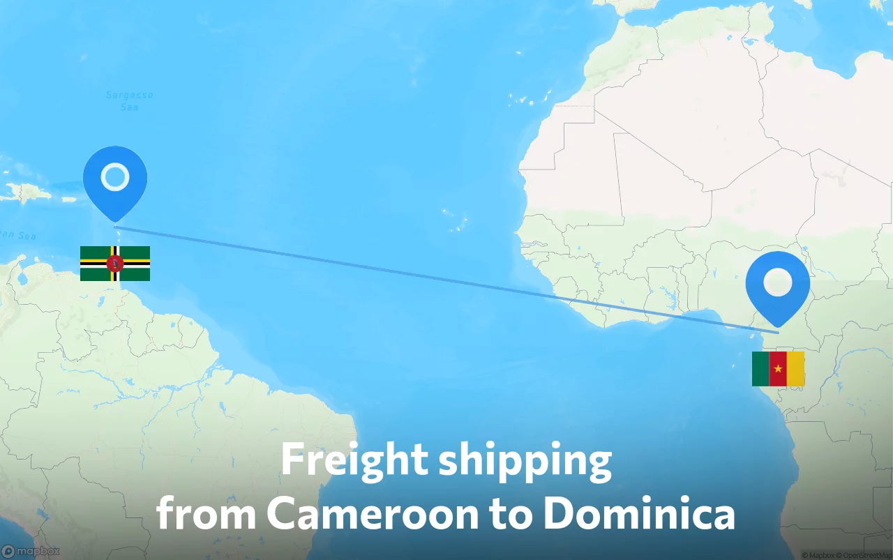 Shipping route from Cameroon to Dominica