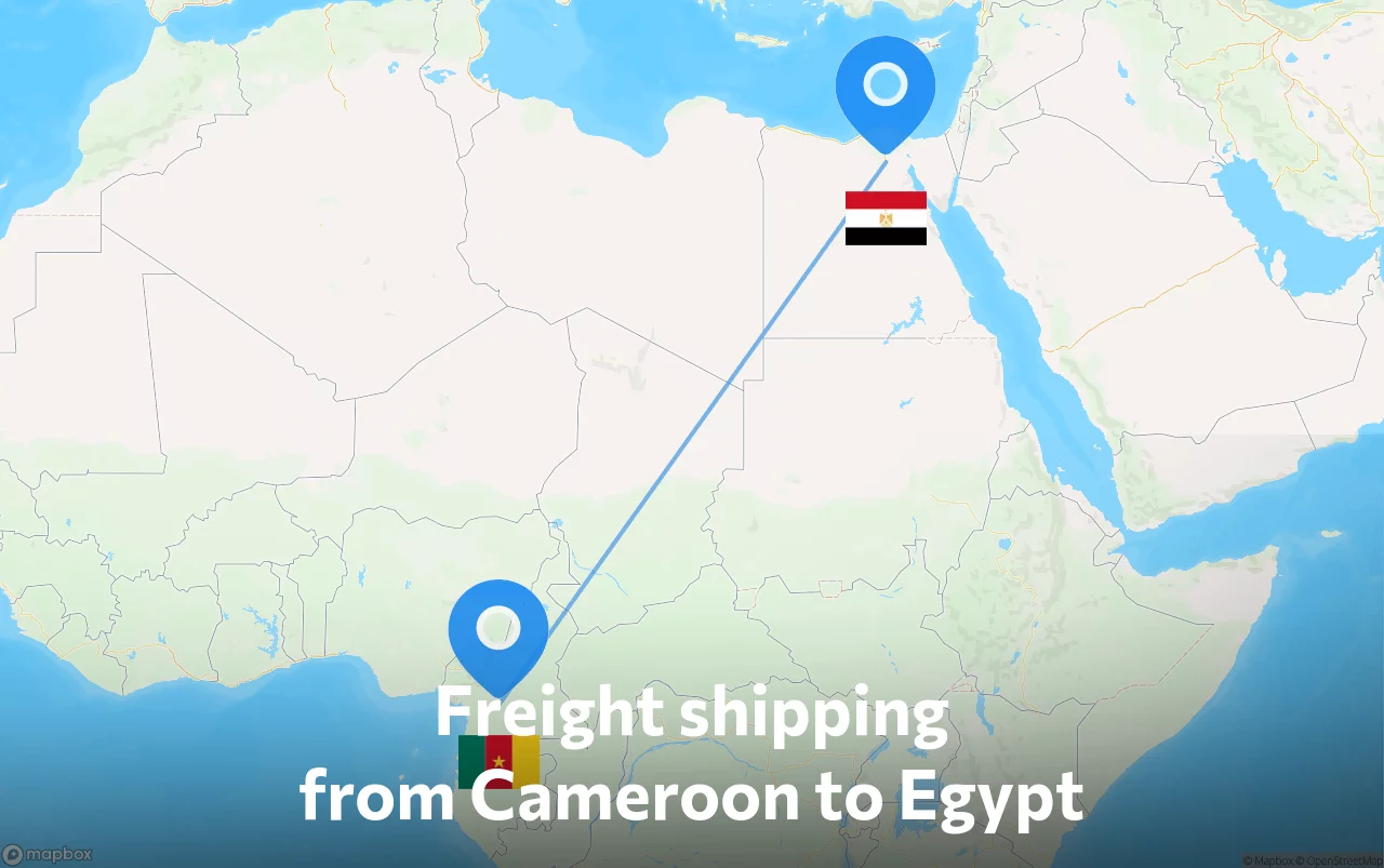 Shipping route from Cameroon to Egypt