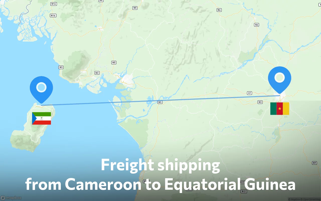 Shipping route from Cameroon to Equatorial Guinea