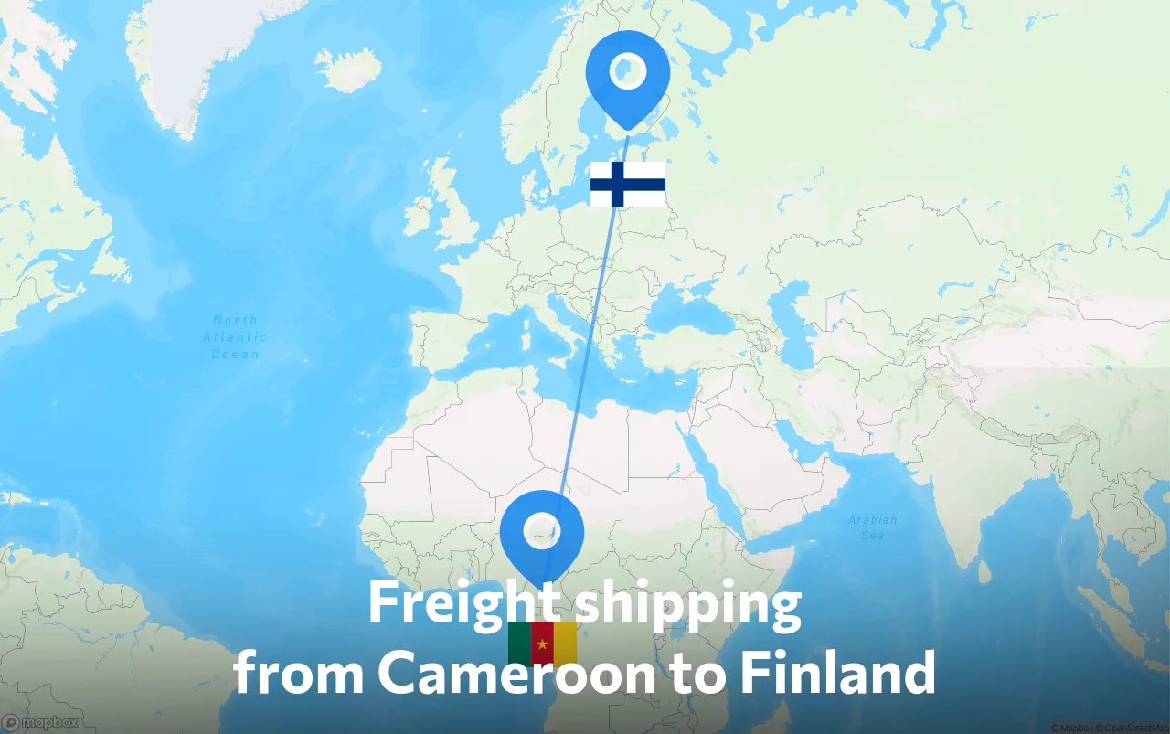 Shipping route from Cameroon to Finland