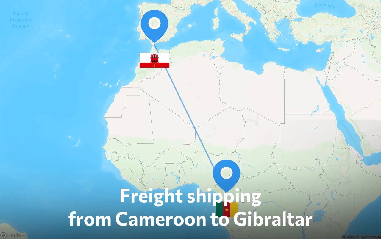 Shipping route from Cameroon to Gibraltar