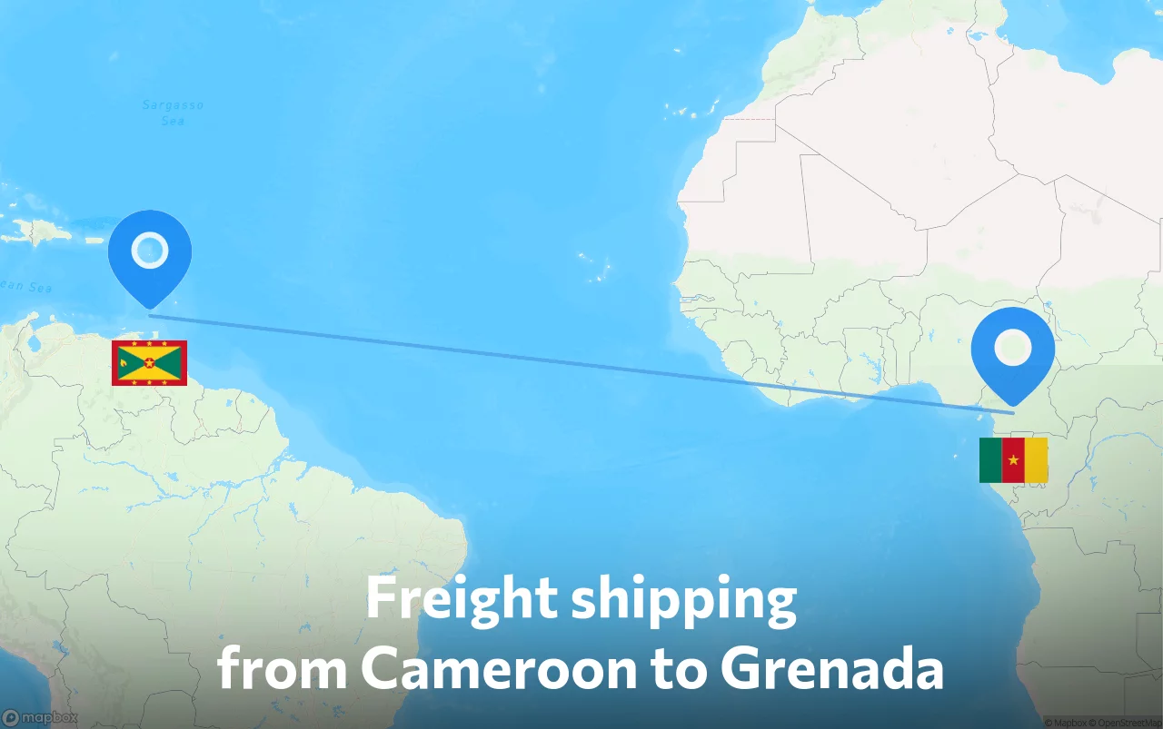 Shipping route from Cameroon to Grenada