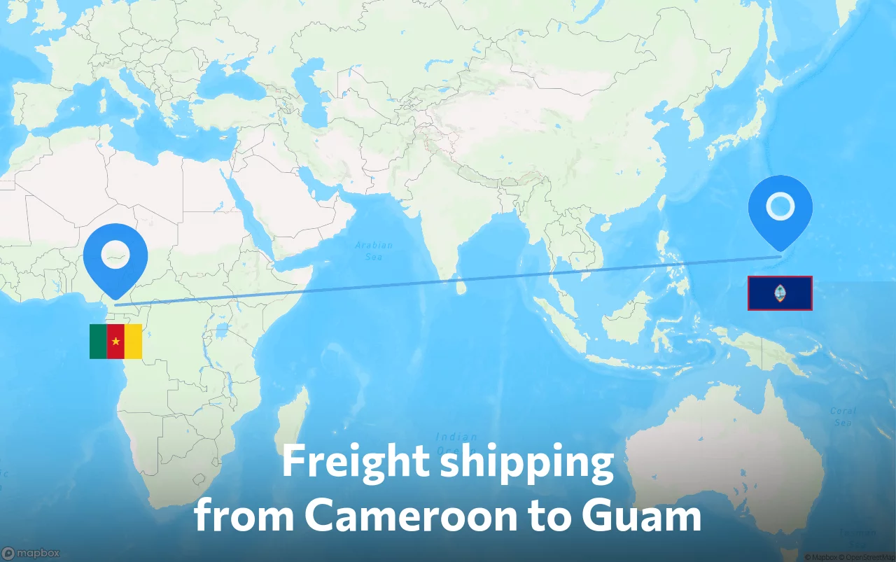 Shipping route from Cameroon to Guam
