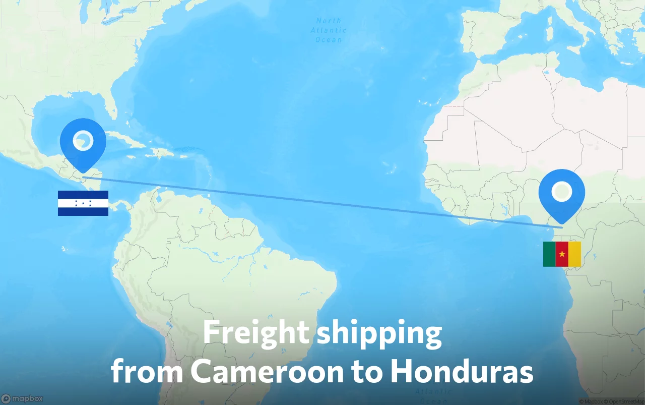 Shipping route from Cameroon to Honduras