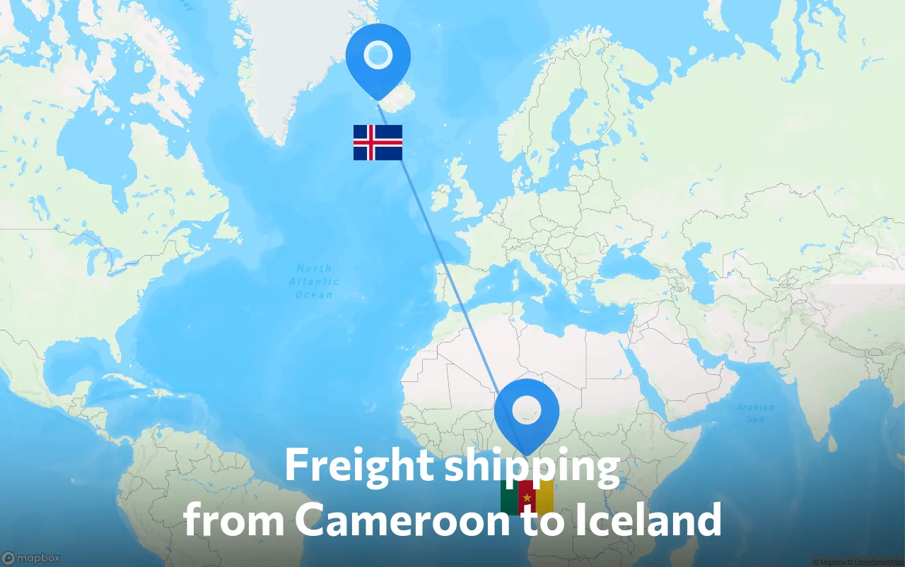 Shipping route from Cameroon to Iceland