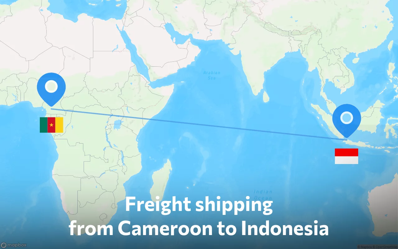 Shipping route from Cameroon to Indonesia