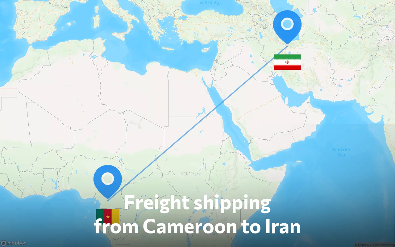 Shipping route from Cameroon to Iran