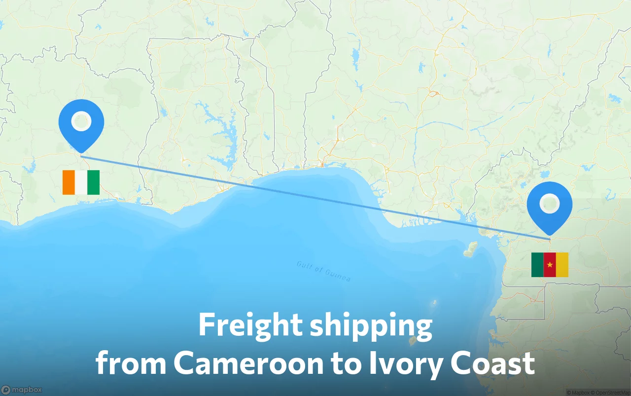 Shipping route from Cameroon to Ivory Coast