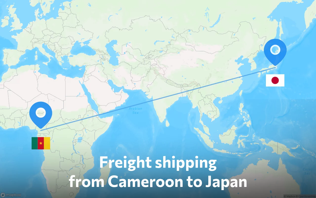 Shipping route from Cameroon to Japan