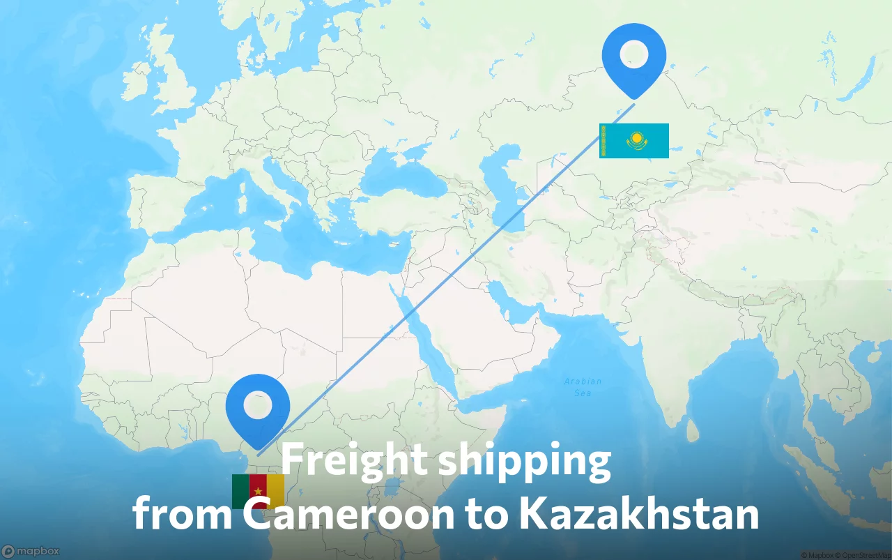 Shipping route from Cameroon to Kazakhstan