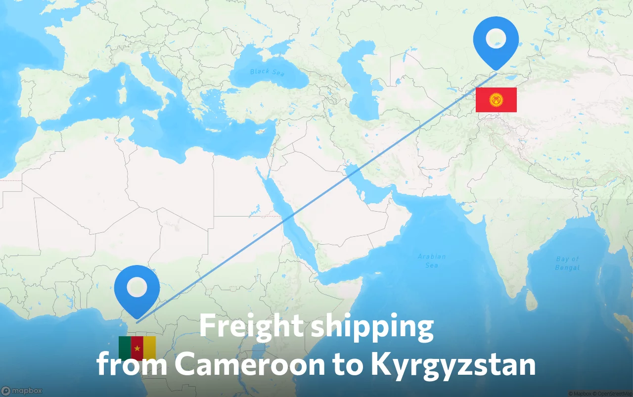 Shipping route from Cameroon to Kyrgyzstan