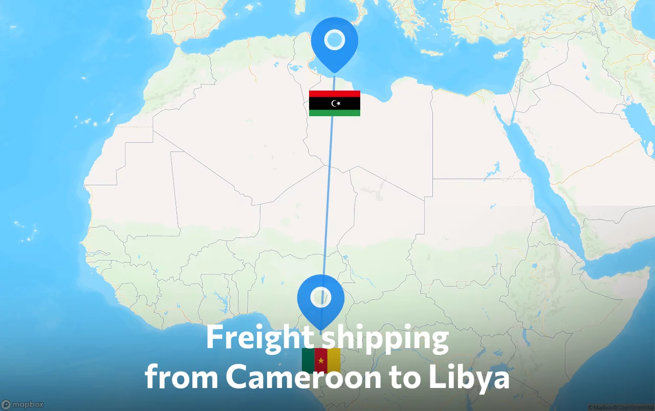 Shipping route from Cameroon to Libya