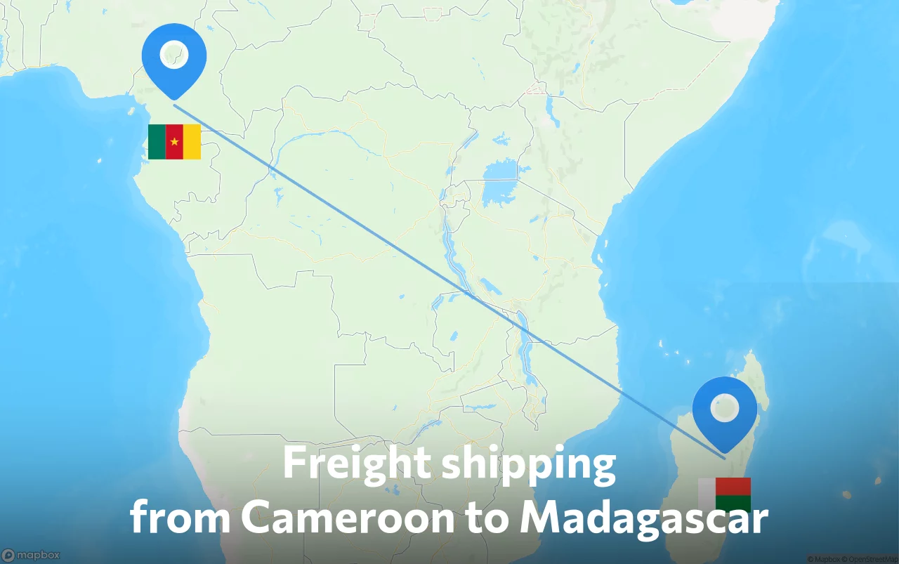 Shipping route from Cameroon to Madagascar