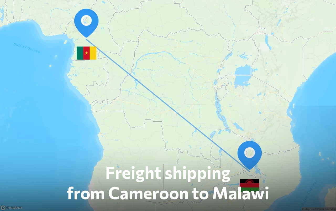 Shipping route from Cameroon to Malawi