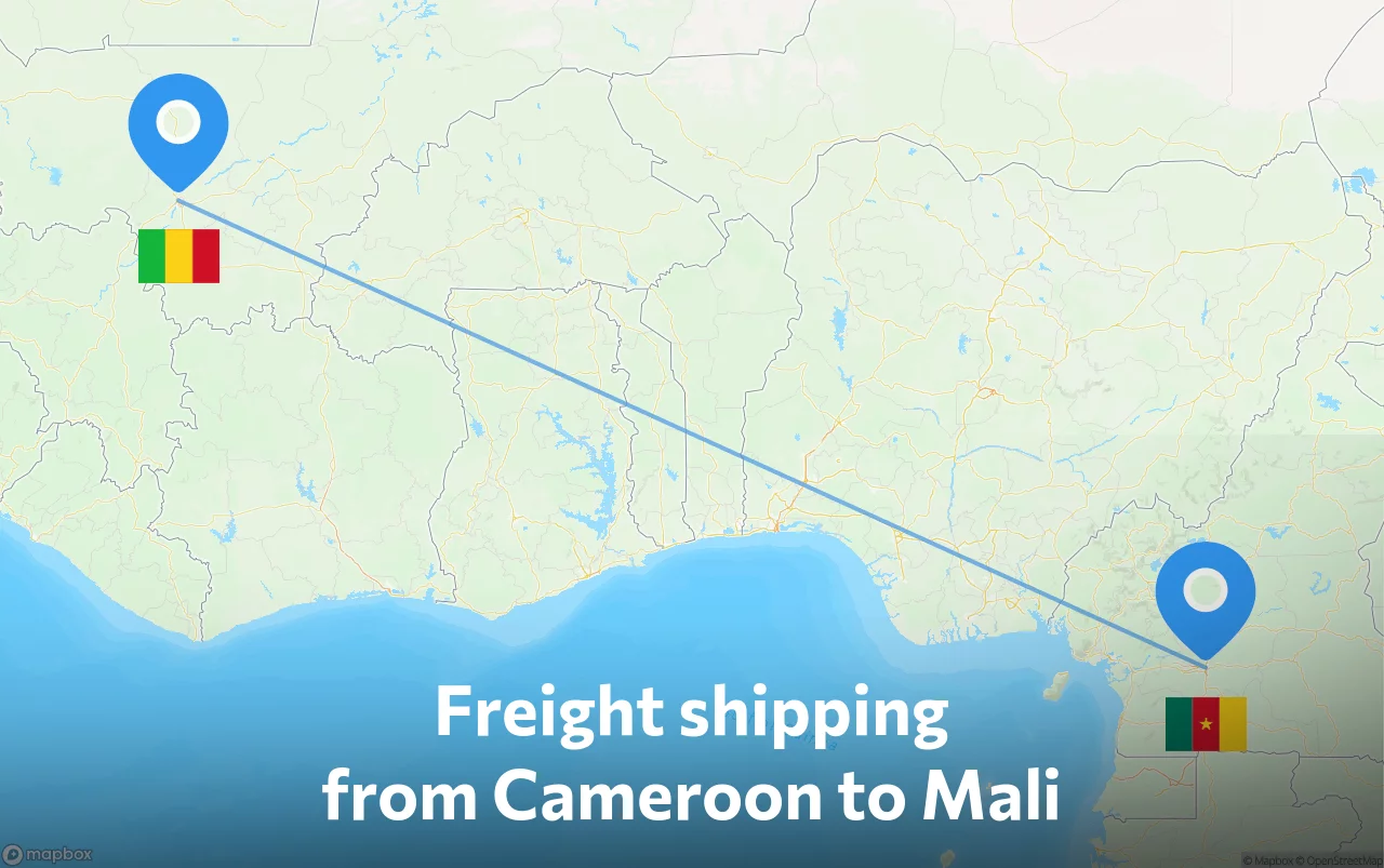 Shipping route from Cameroon to Mali